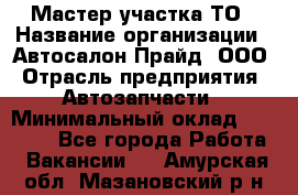 Мастер участка ТО › Название организации ­ Автосалон Прайд, ООО › Отрасль предприятия ­ Автозапчасти › Минимальный оклад ­ 20 000 - Все города Работа » Вакансии   . Амурская обл.,Мазановский р-н